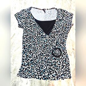 Jason MAXWELL & Well Dot Print Ring Accent Sleeveless Top – Size Large